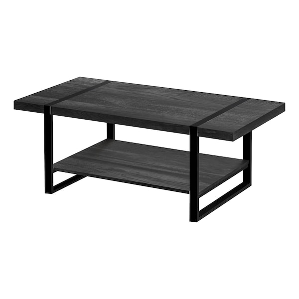 Coffee Table, Accent, Cocktail, Rectangular, Living Room, 48"L, Metal, Laminate, Black, Contemporary